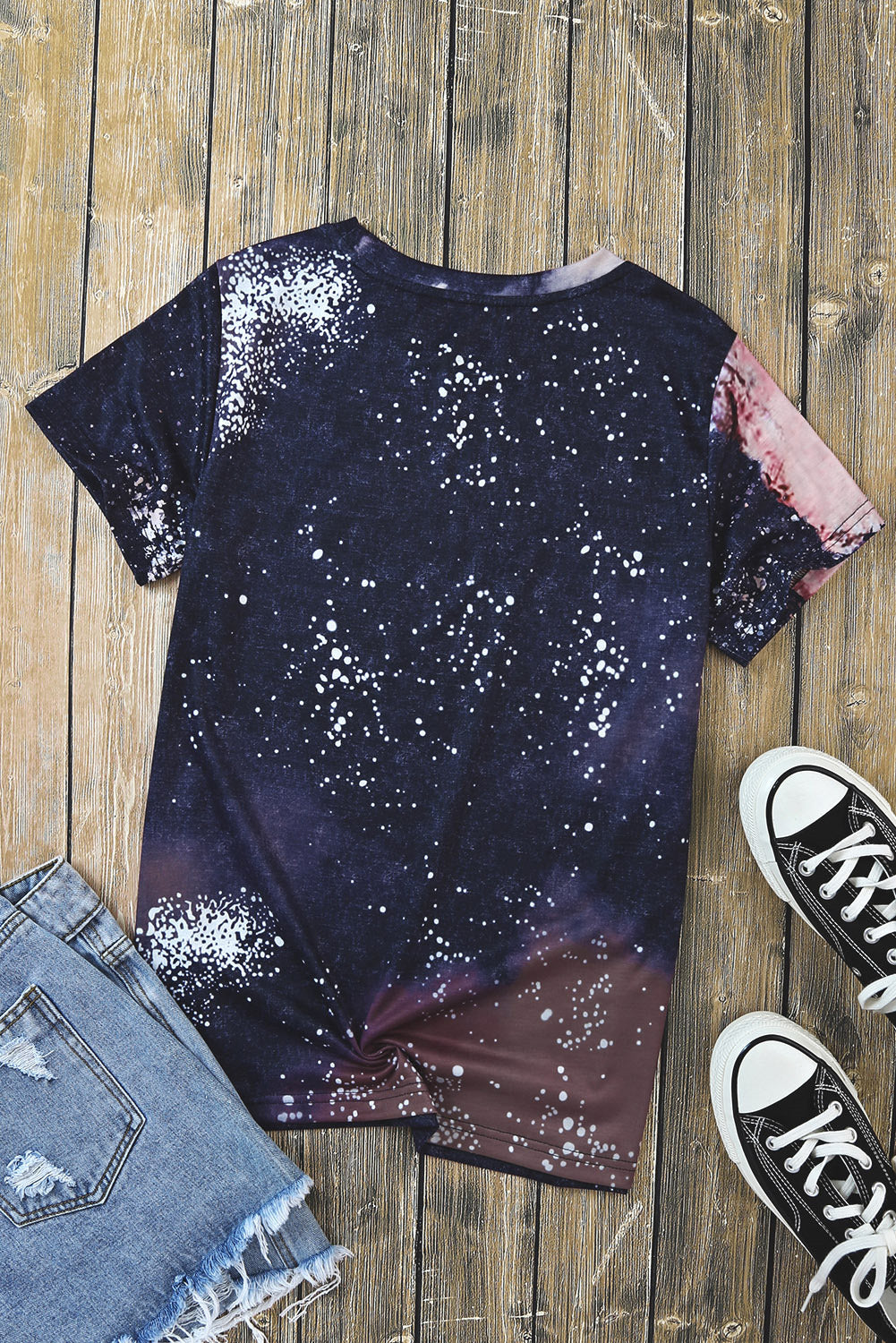 Printed AMERICA Graphic Round Neck Short Sleeve Tee