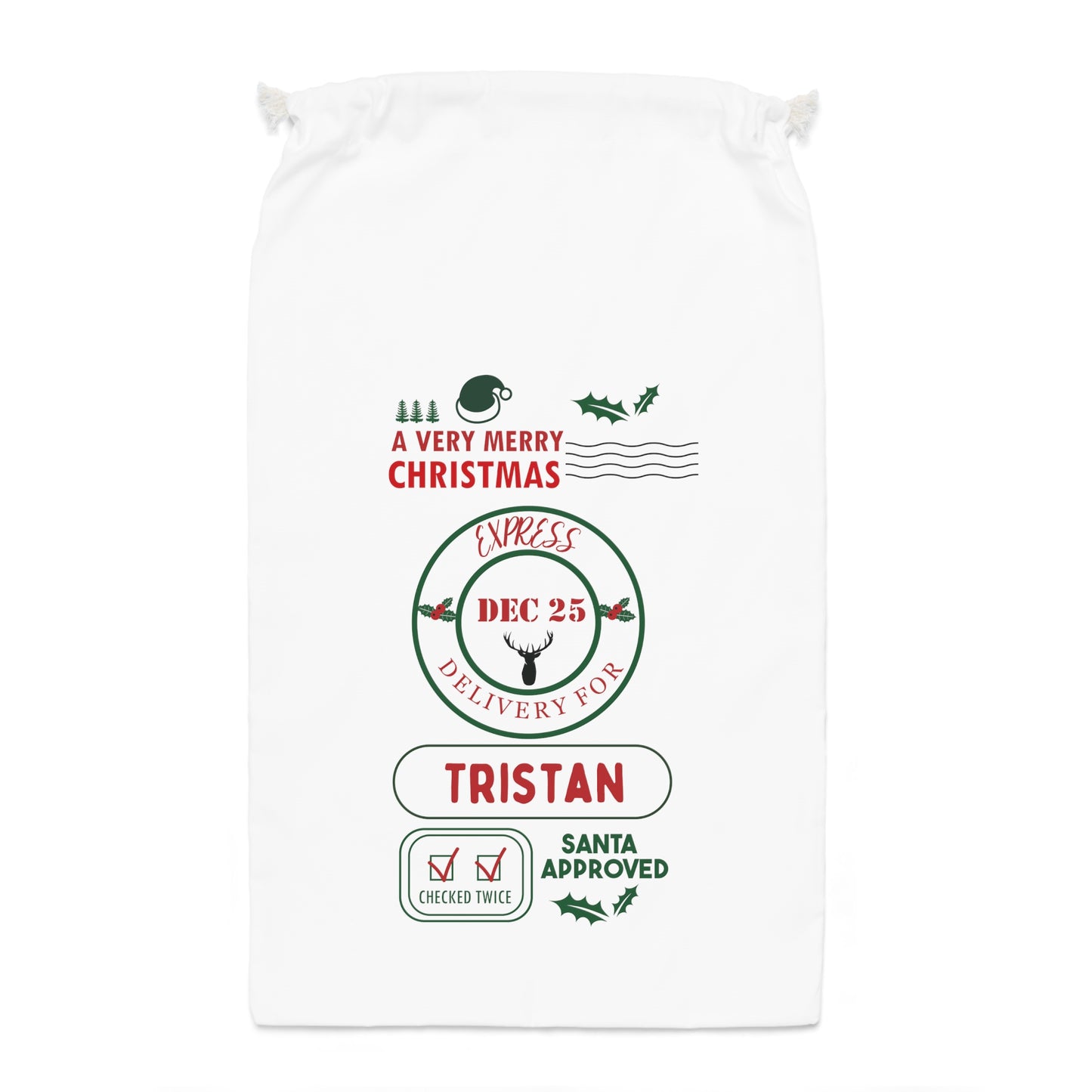 Express Delivery December 25  - Personalized White Sack