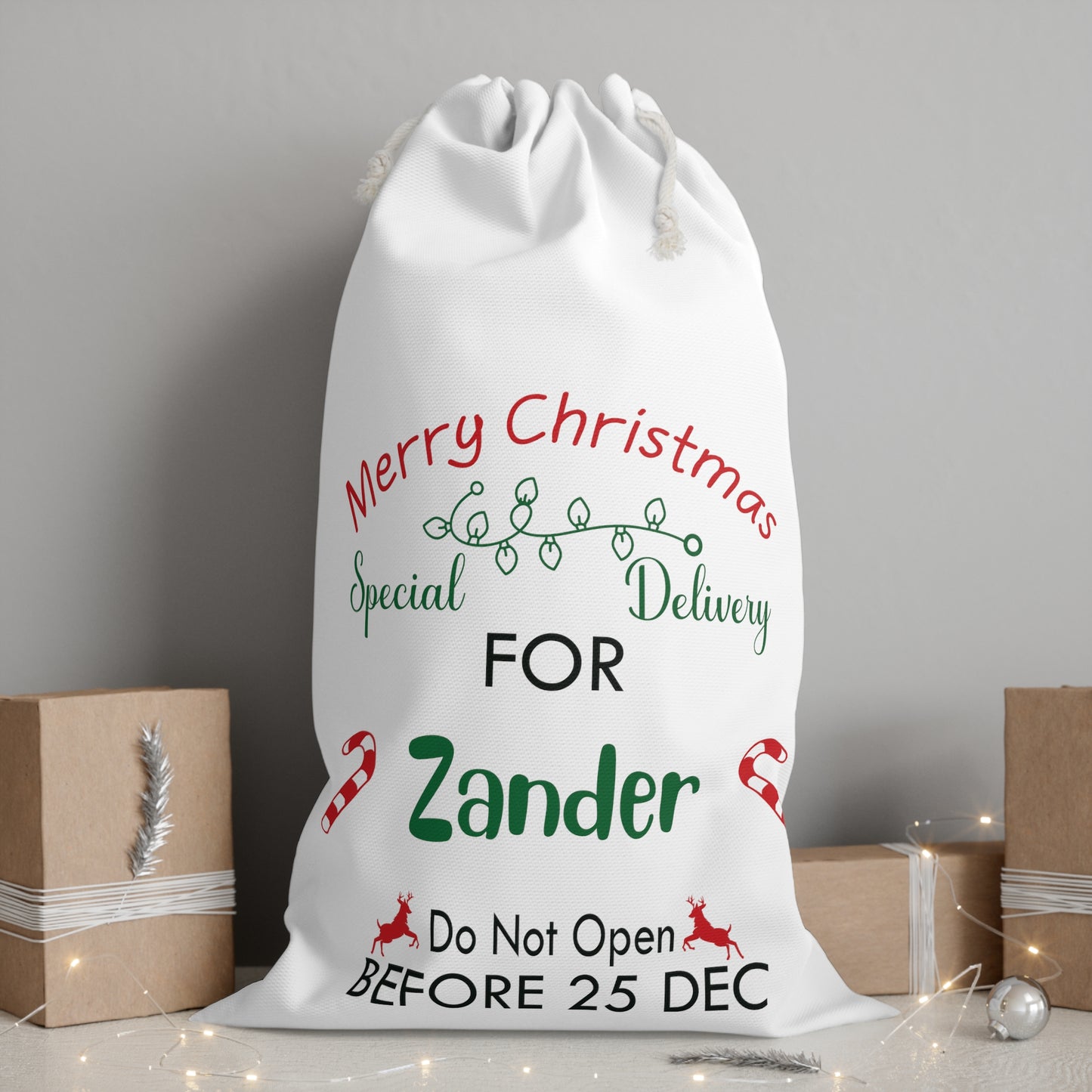 Merry Christmas Special Delivery - Personalized White Sack