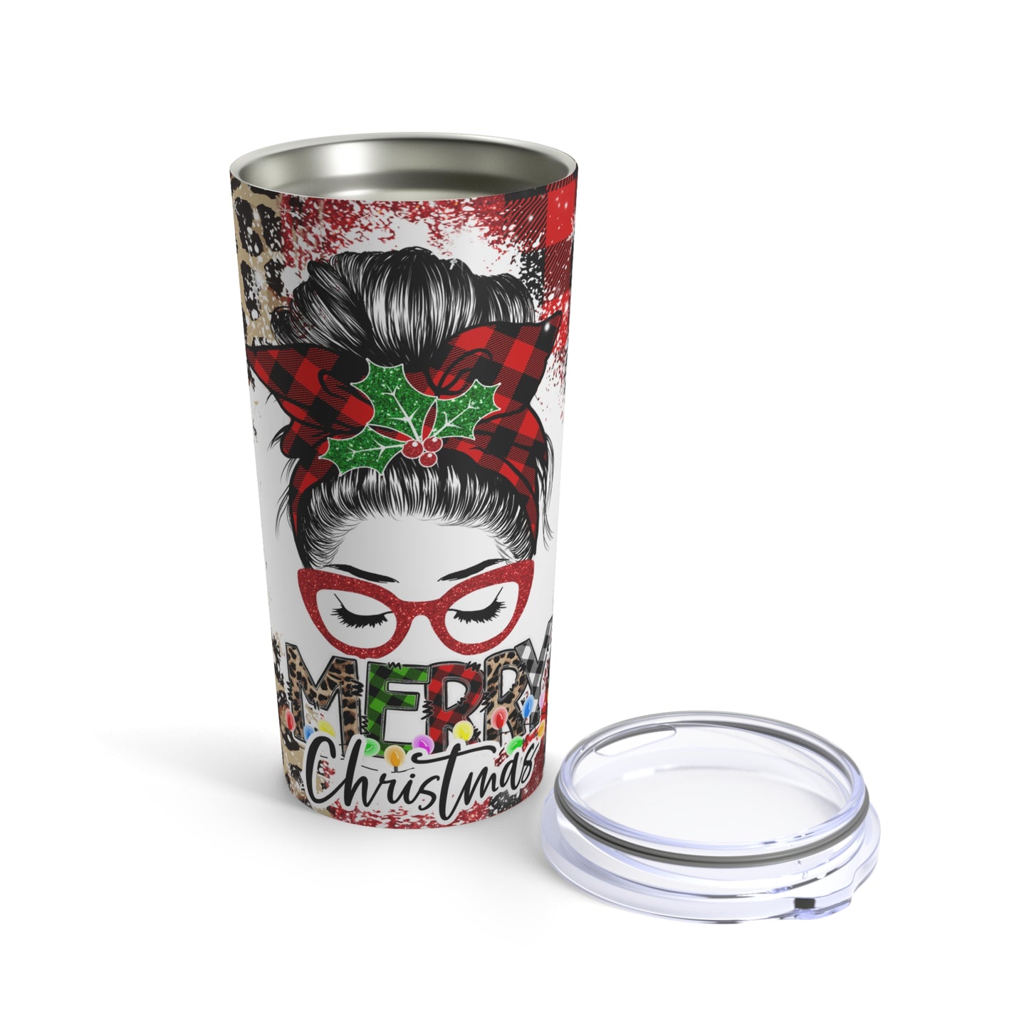 Messy Bun Merry Christmas Tumbler 20oz