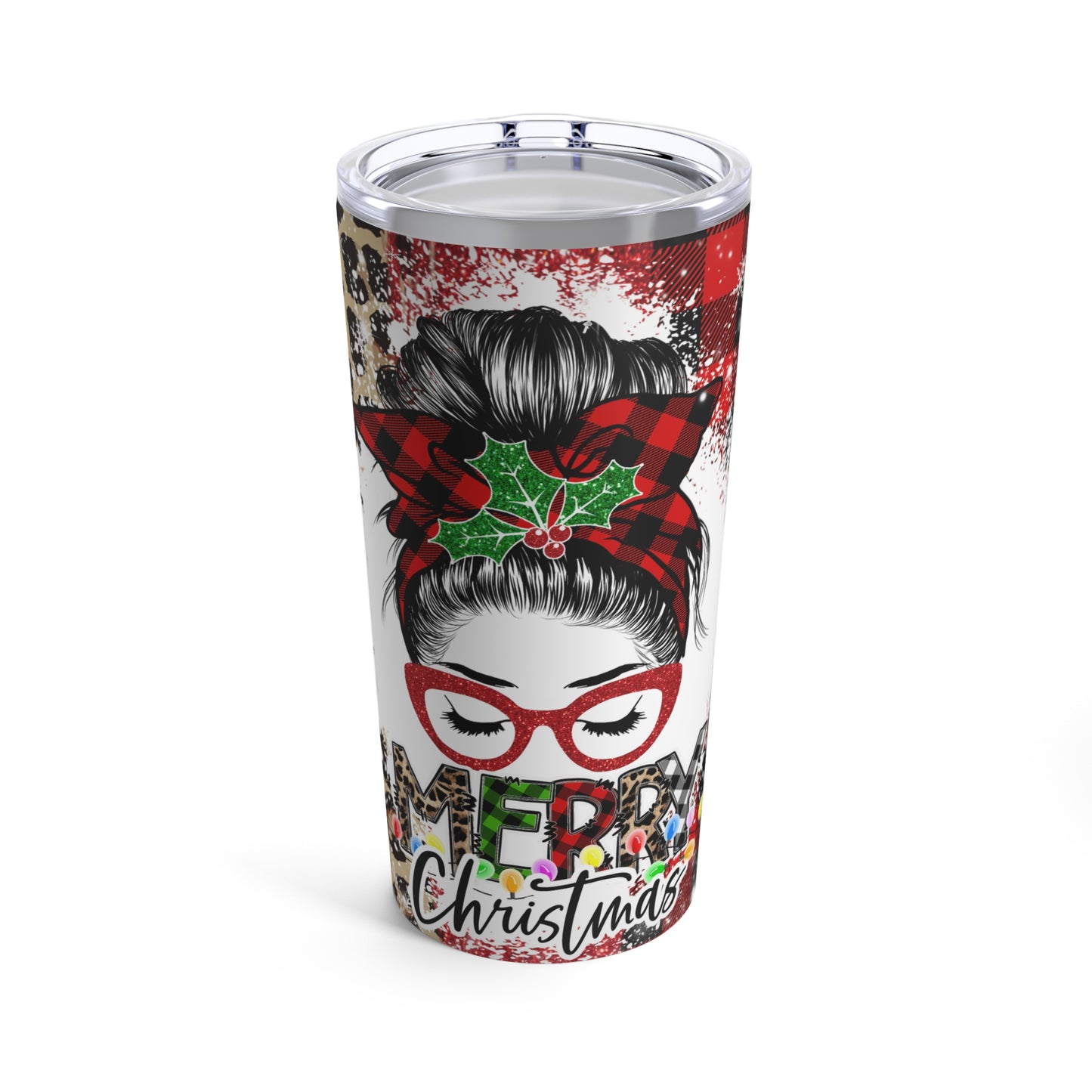 Messy Bun Merry Christmas Tumbler 20oz