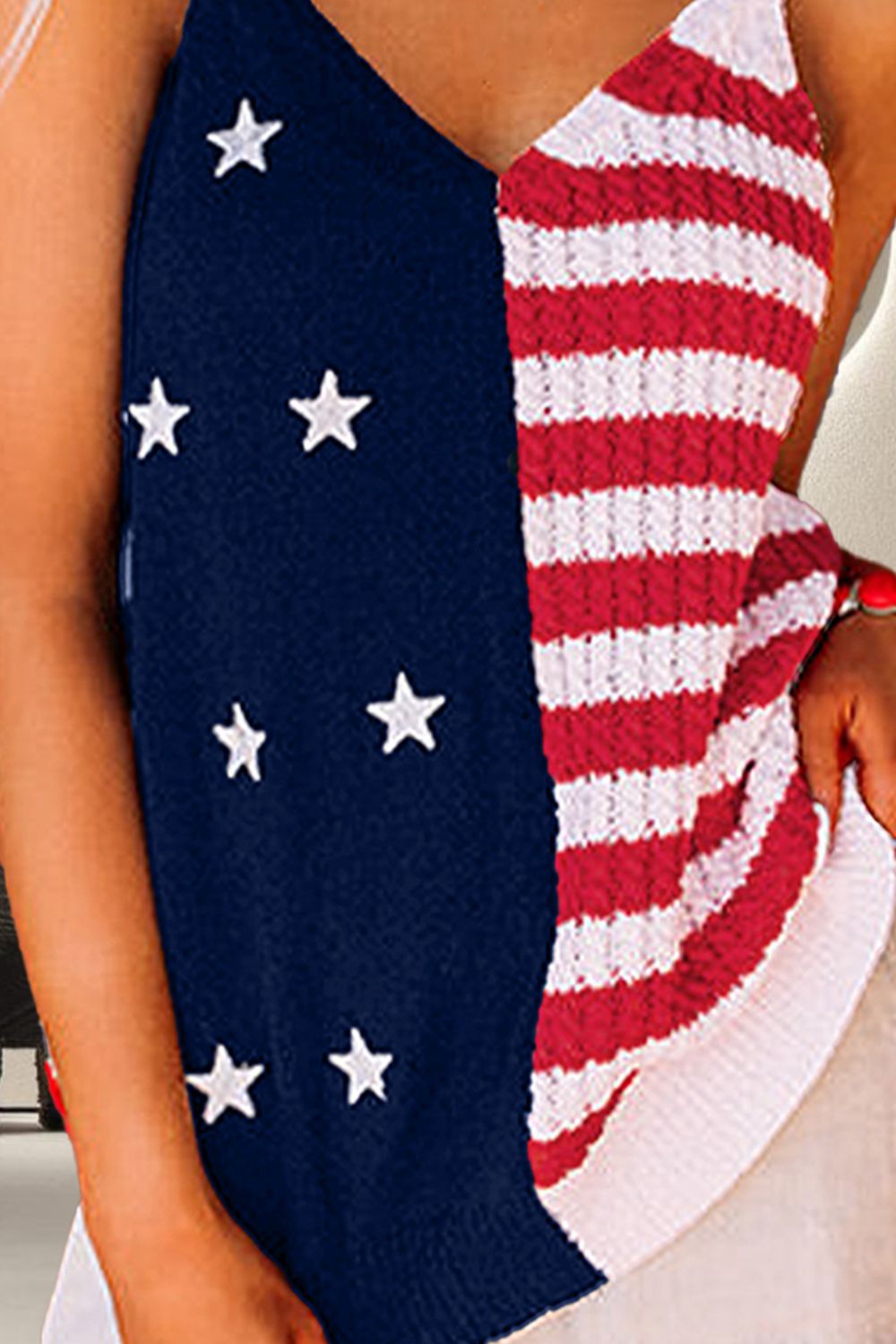 US Flag Theme V-Neck Knit Cami