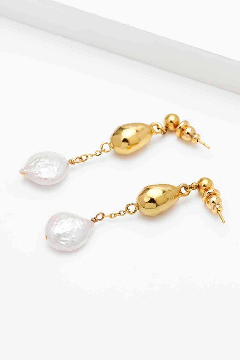 18K Gold-Plated Two-Tone Pearl Drop Earrings