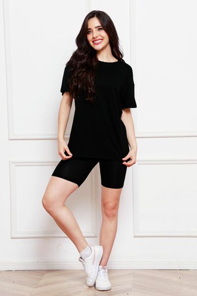 Round Neck Short Sleeve T-Shirt and Shorts Set