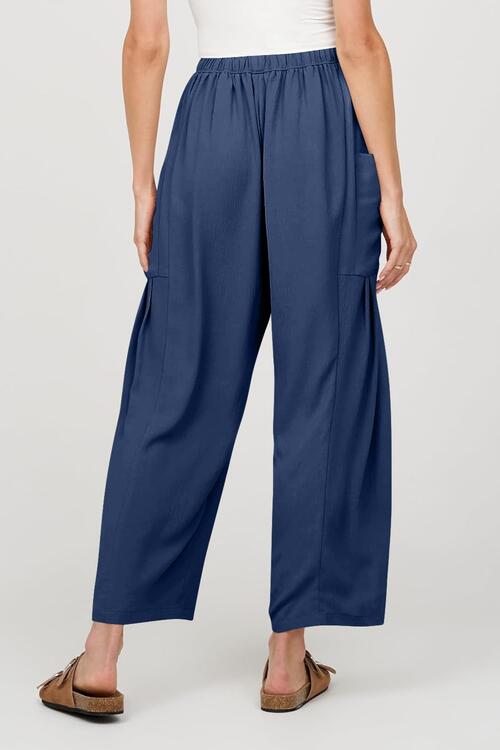 Drawstring Pocketed Wide Leg Pant