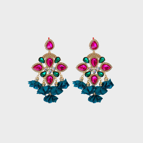 Flower Shape Rhinestone Alloy Dangle Earrings