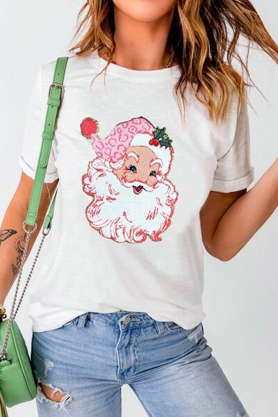 Santa Round Neck Short Sleeve T-Shirt