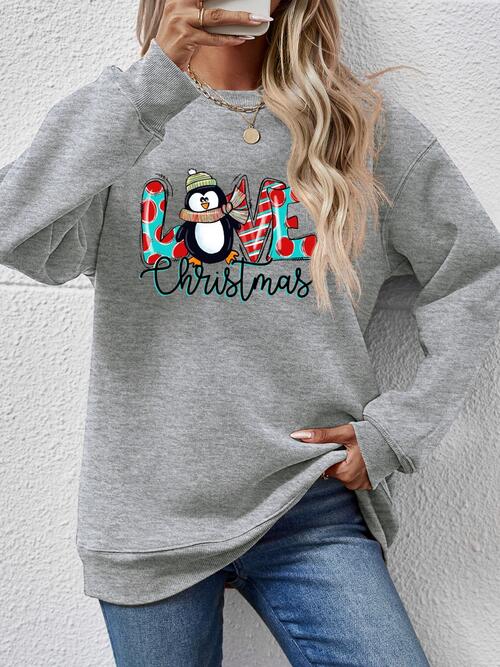 LIVE CHRISTMAS Drop Shoulder Round Neck Sweatshirt