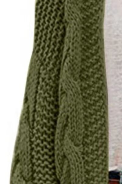 Open Front Cable-Knit Cardigan