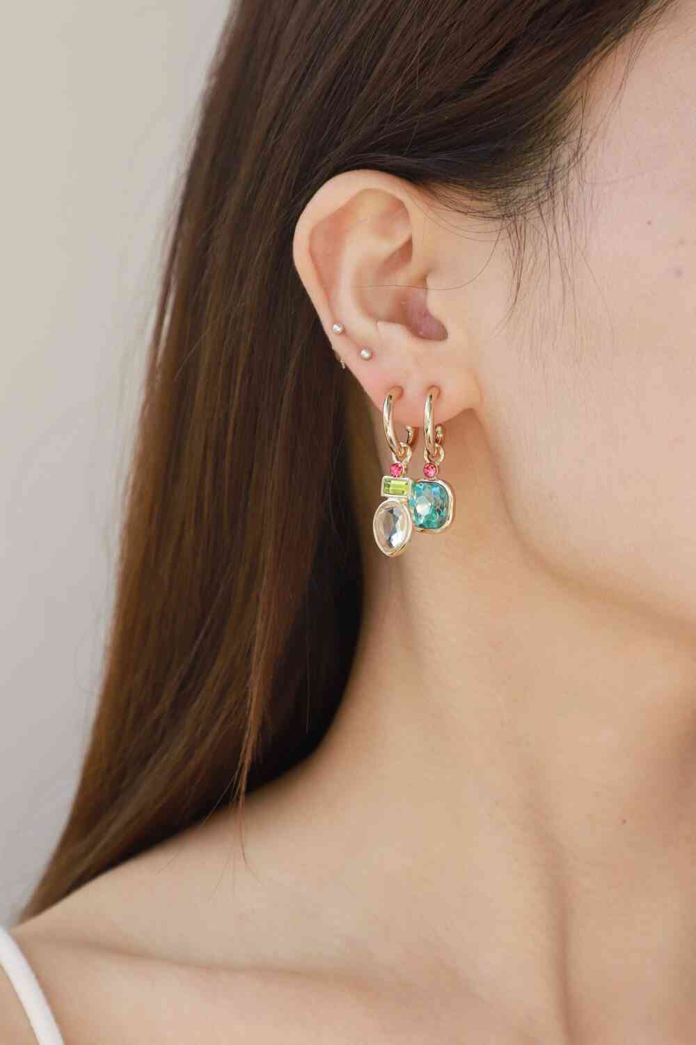 Crystal C-Hoop Drop Earrings