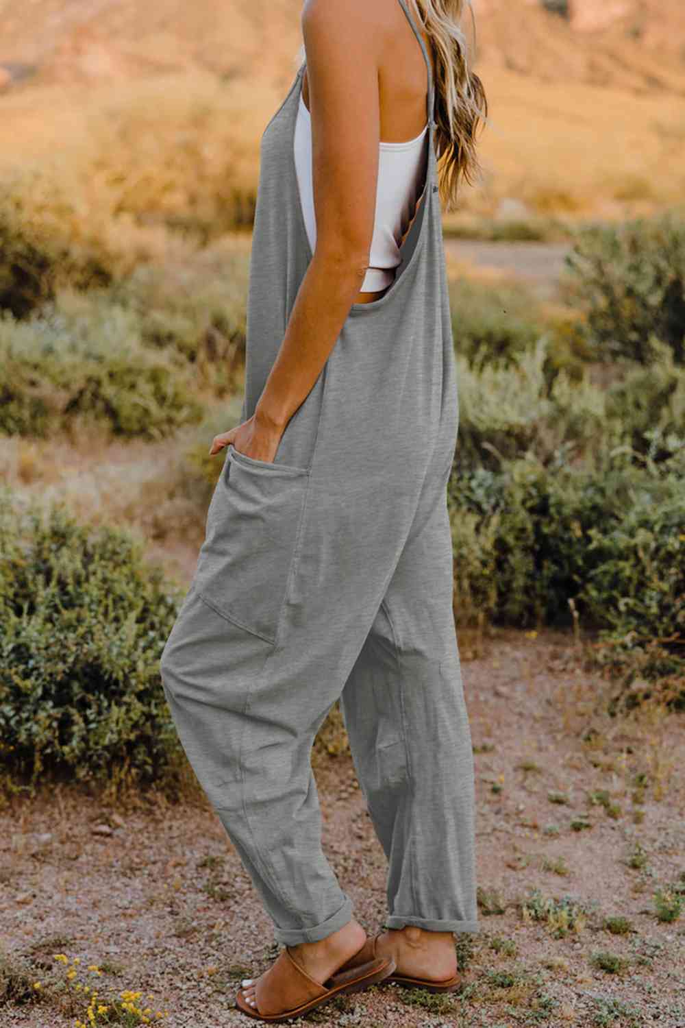 Double Take  V-Neck Sleeveless Jumpsuit with Pocket