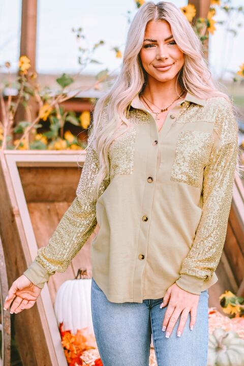 Sequin Long Sleeve Shirt