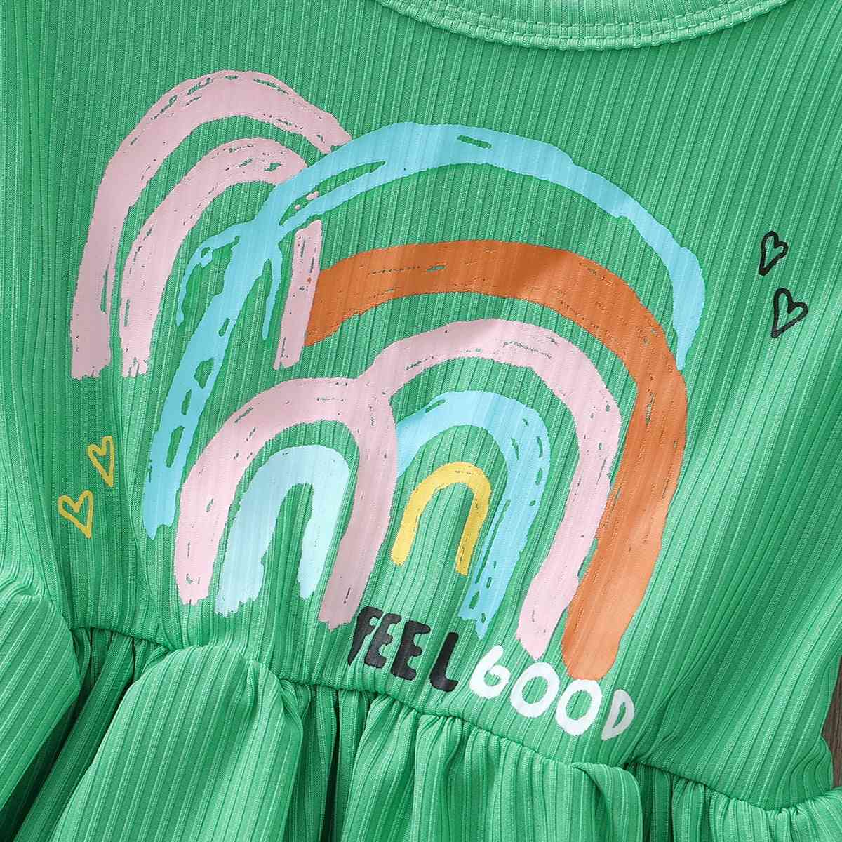 FEEL GOOD Graphic Flounce Sleeve Dress