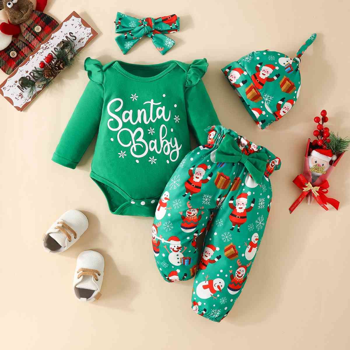 SANTA BABY Graphic Bodysuit and Pants Set