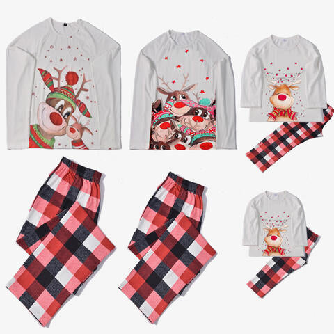 Baby Reindeer Top and Plaid Pants Set