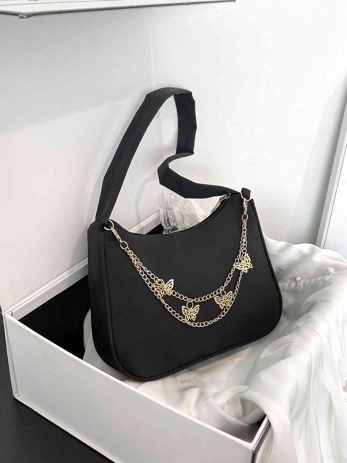 Butterfly Charm Polyester Shoulder Bag