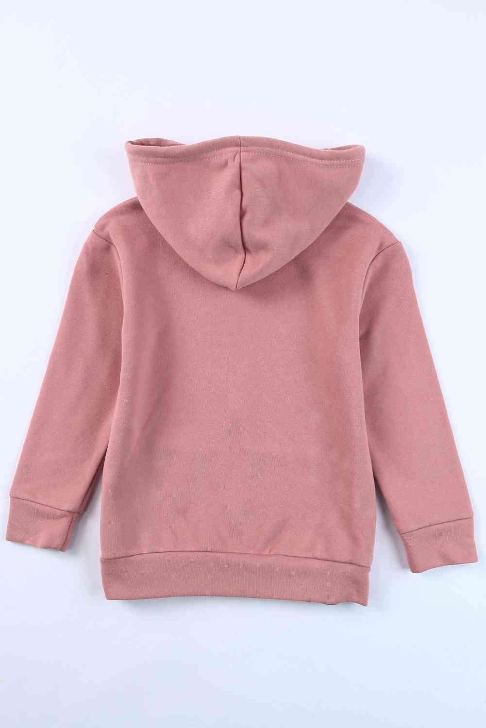 Girls Zip-Up Drawstring Hooded Jacket with Pockets