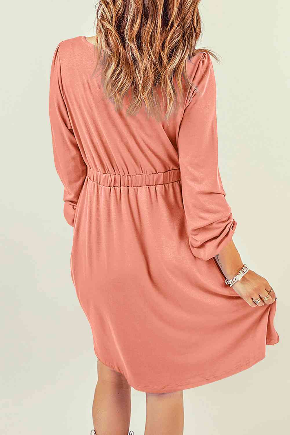 Button Down Long Sleeve Dress with Pockets