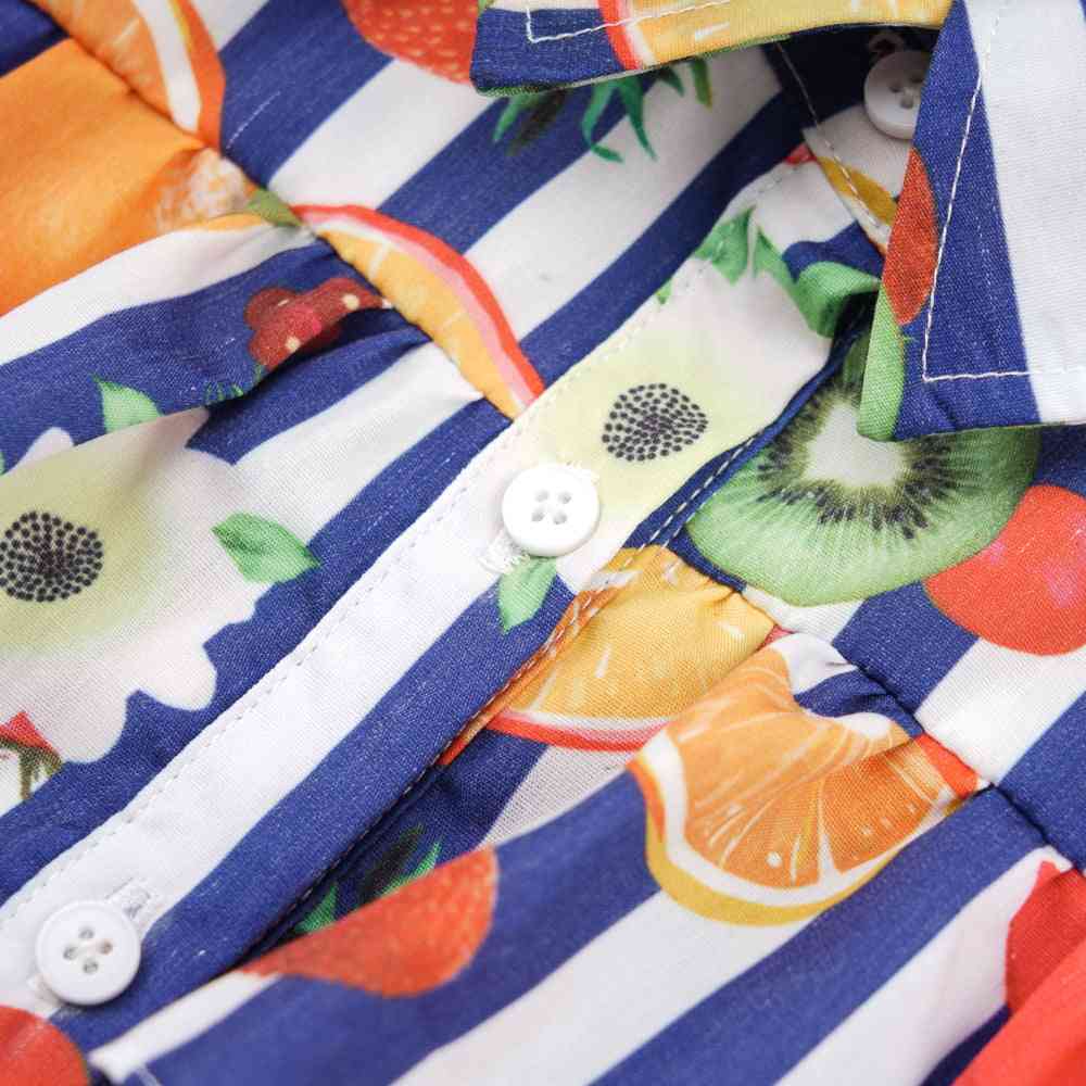 Fruit Striped Collared Sleeveless Shirt