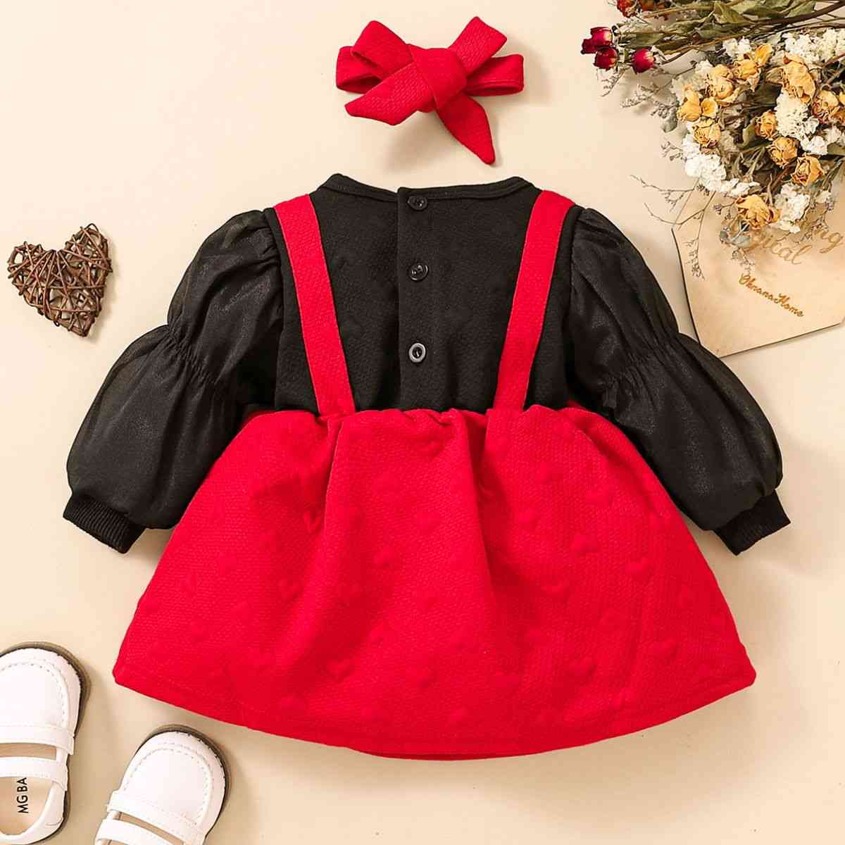 Baby Girl Two-Tone Bow Detail Dress