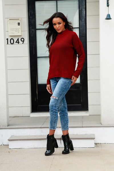 Mock Neck Long Sleeve Sweater