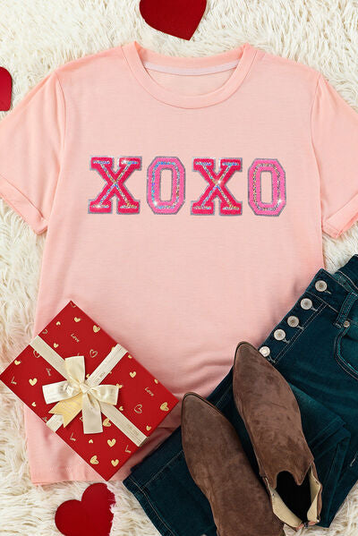 XOXO Round Neck Short Sleeve T-Shirt