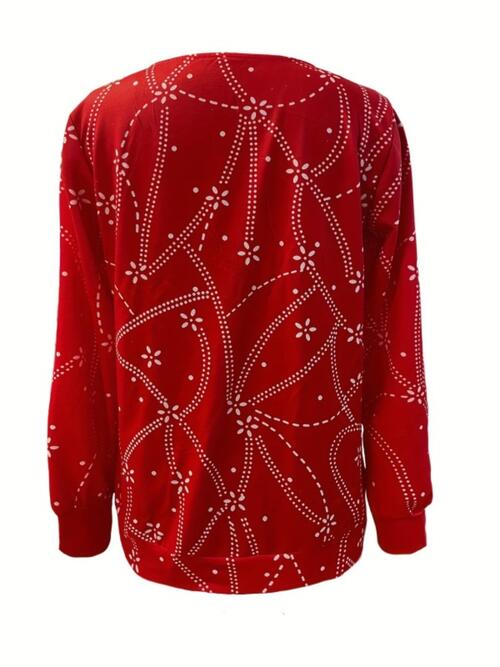 Printed Half Zip Long Sleeve T-Shirt