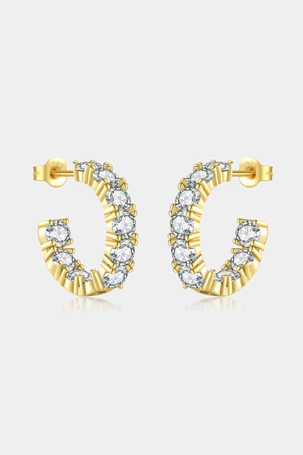 Inlaid Zircon C-Hoop Earrings