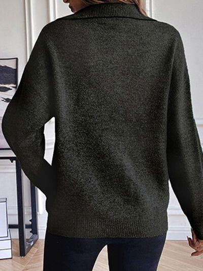 Half Zip Dropped Shoulder Sweater