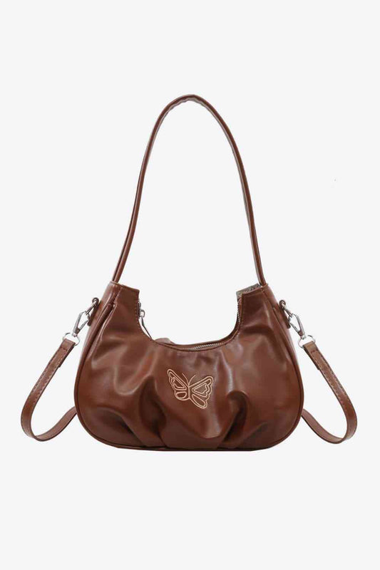 Butterfly Graphic PU Leather Shoulder Bag