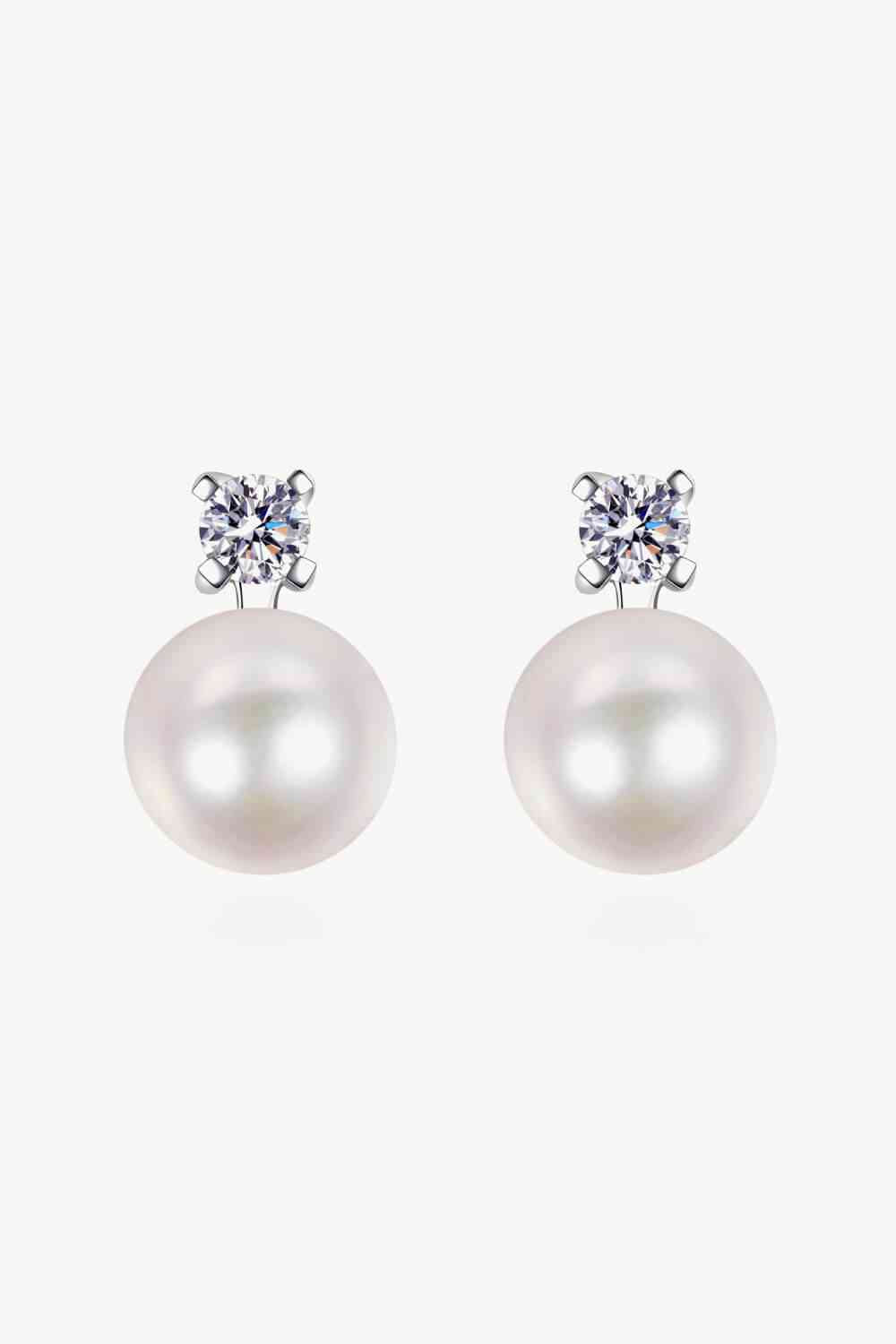 Moissanite Pearl Stud Earrings