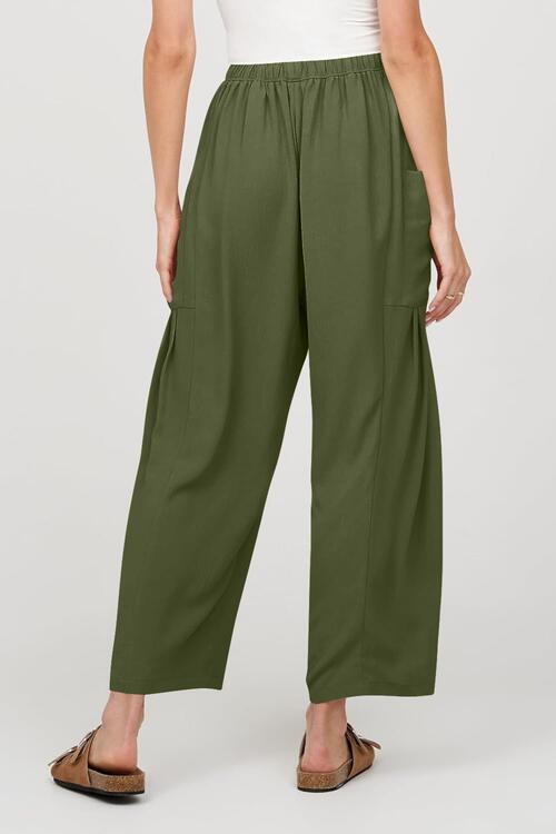 Drawstring Pocketed Wide Leg Pant