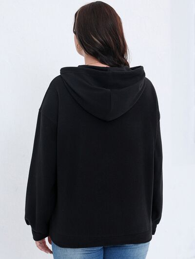 Plus Size Drawstring Kangaroo Pocket Hoodie