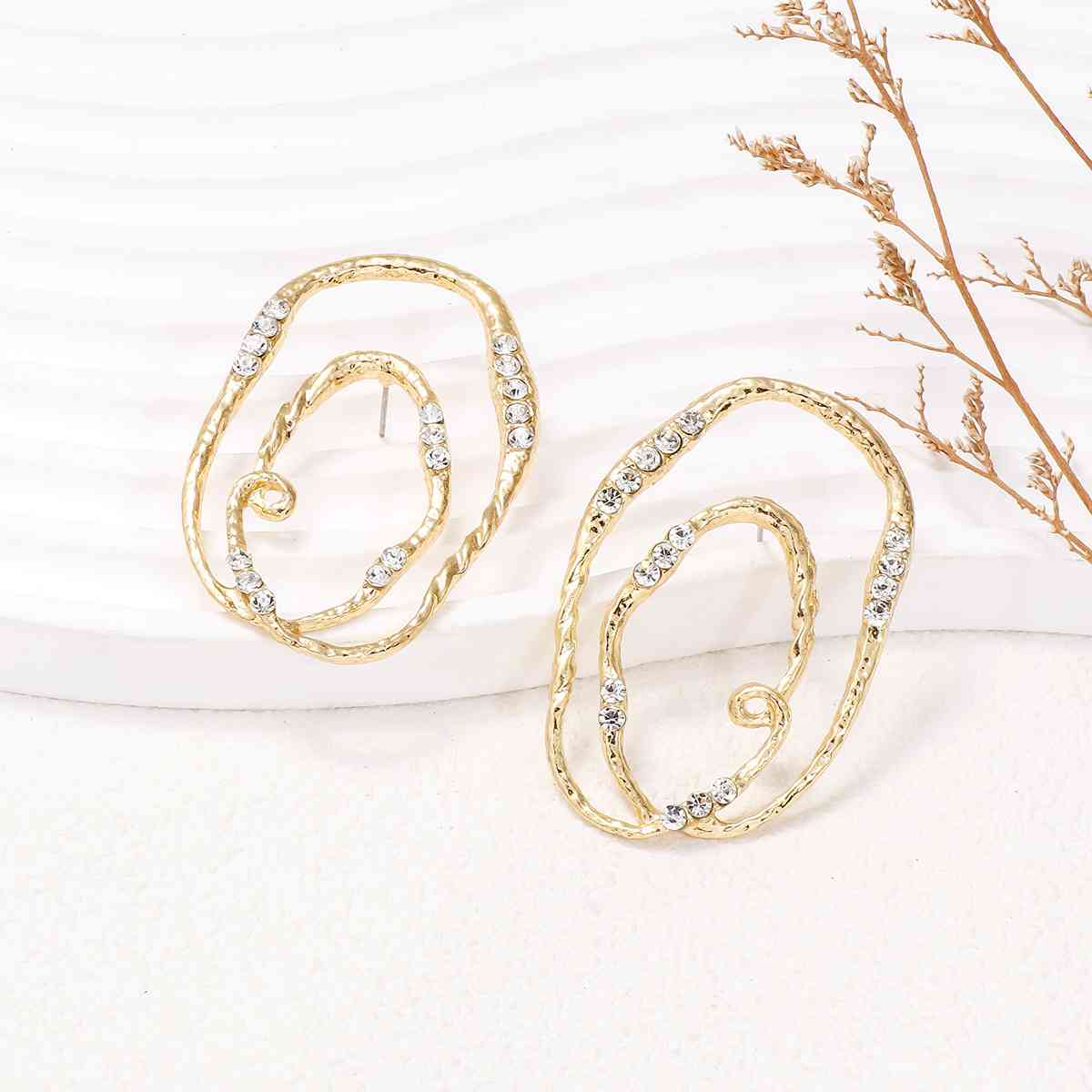 Alloy & Rhinestone Geometric Earrings