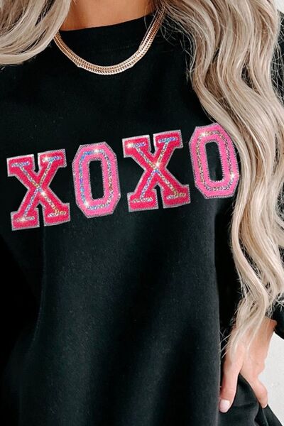 XOXO Round Neck Long Sleeve Sweatshirt