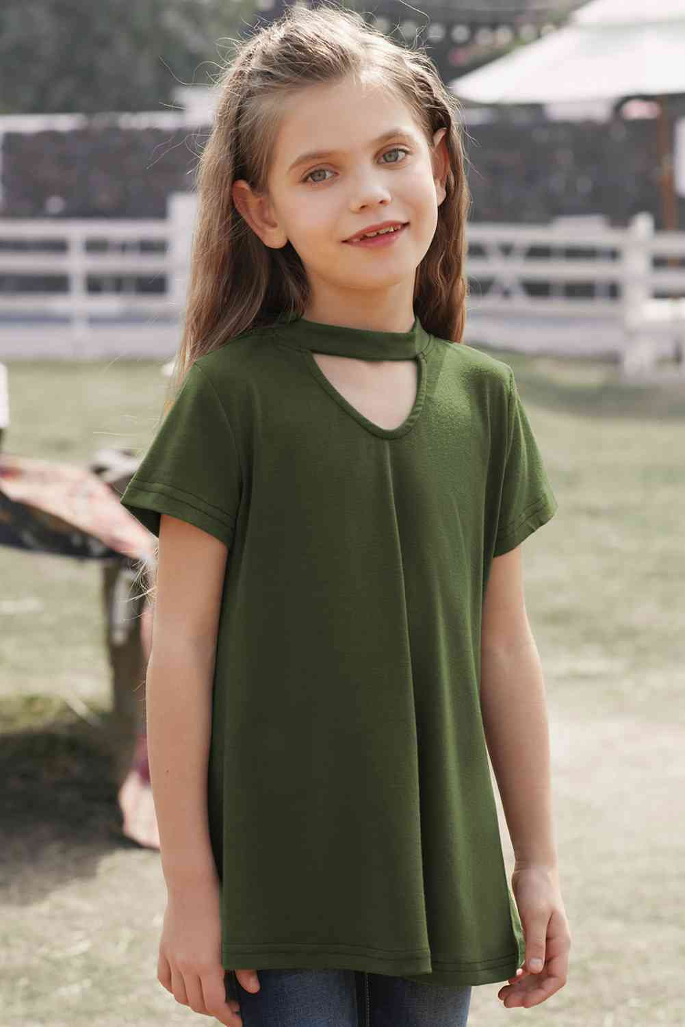 Girls Cutout Short Sleeve T-Shirt