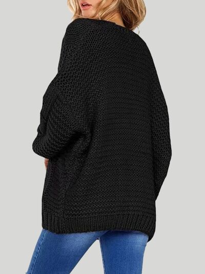 Open Front Cable-Knit Cardigan