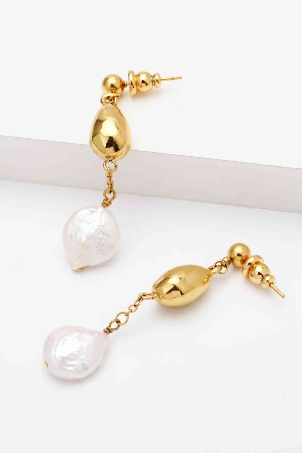 18K Gold-Plated Two-Tone Pearl Drop Earrings