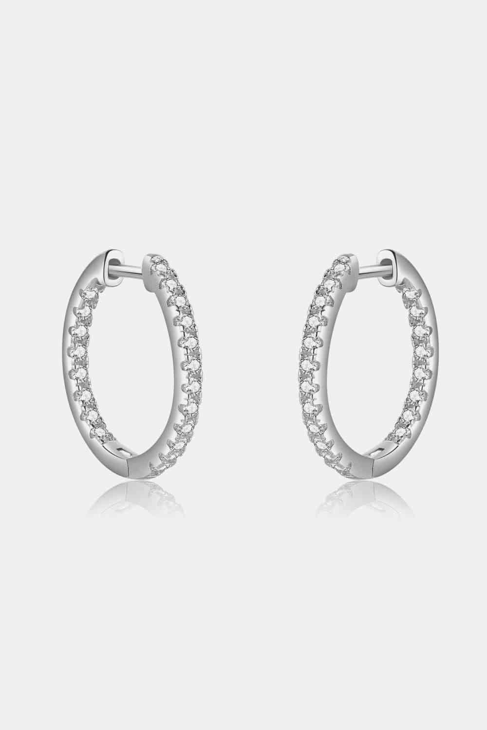 Inlaid Zircon 925 Sterling Silver Huggie Earrings