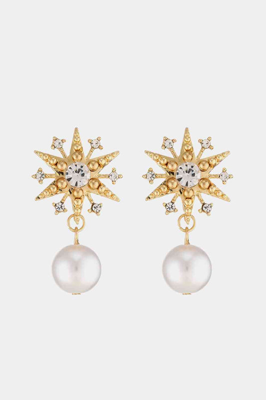 Synthetic Pearl Star Shape Alloy Earrings