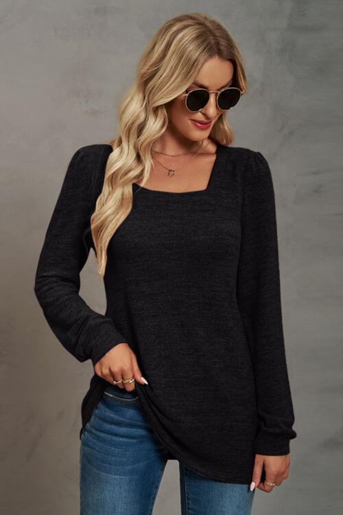 Square Neck Puff Sleeve T-Shirt