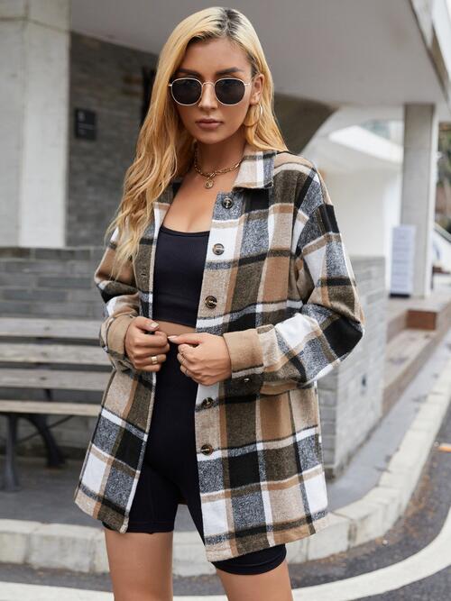 Plaid Buttoned Collared Neck Shirt