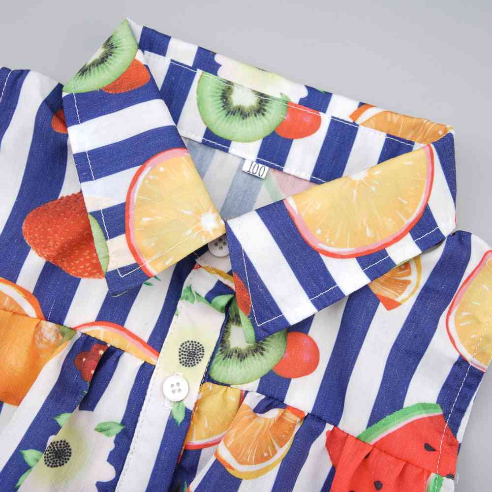 Fruit Striped Collared Sleeveless Shirt