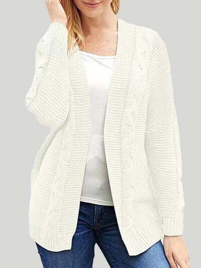 Open Front Cable-Knit Cardigan