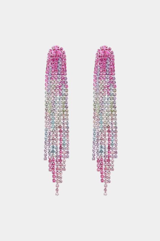 Rhinestone Fringed Dangle Earrings