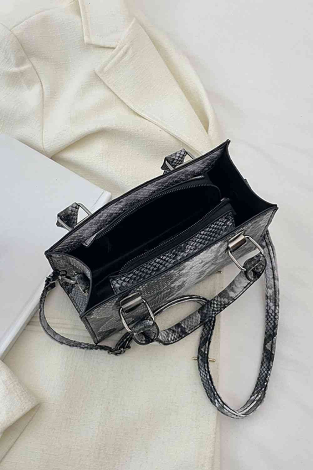 Snakeskin Print PU Leather Handbag