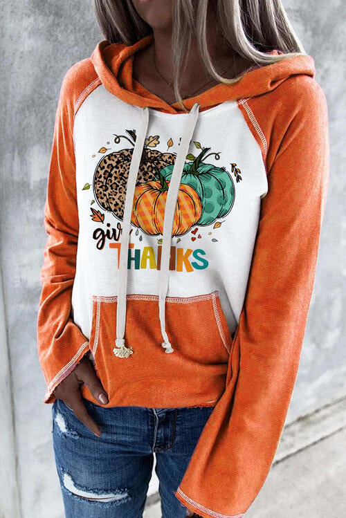 Graphic Drawstring Long Sleeve Hoodie