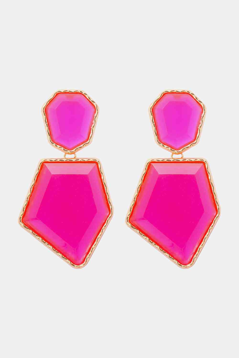 Geometrical Shape Zinc Alloy Frame Resin Dangle Earrings