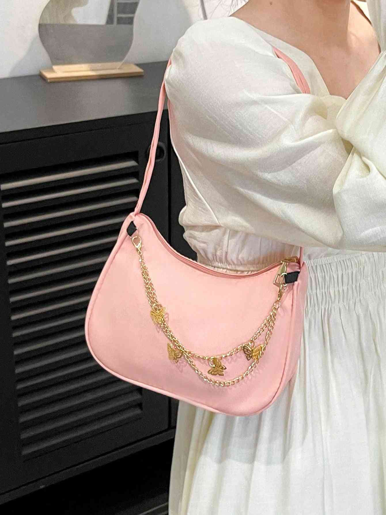 Butterfly Charm Polyester Shoulder Bag