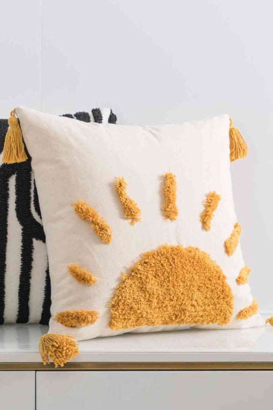 Sun Graphic Tassel Decorative Throw Pillow Case